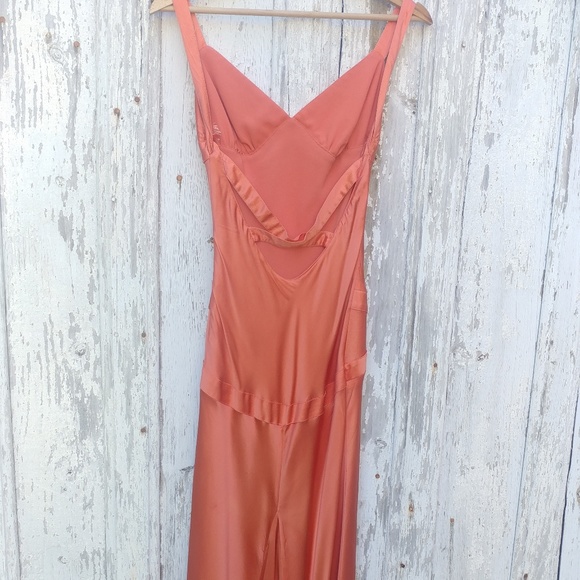 Coral Silky 1920s Evening Gown - Picture 5 of 5